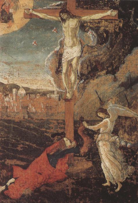 Sandro Botticelli Crucifixion with the Penitent Magdalene and an angel (mk36) oil painting picture